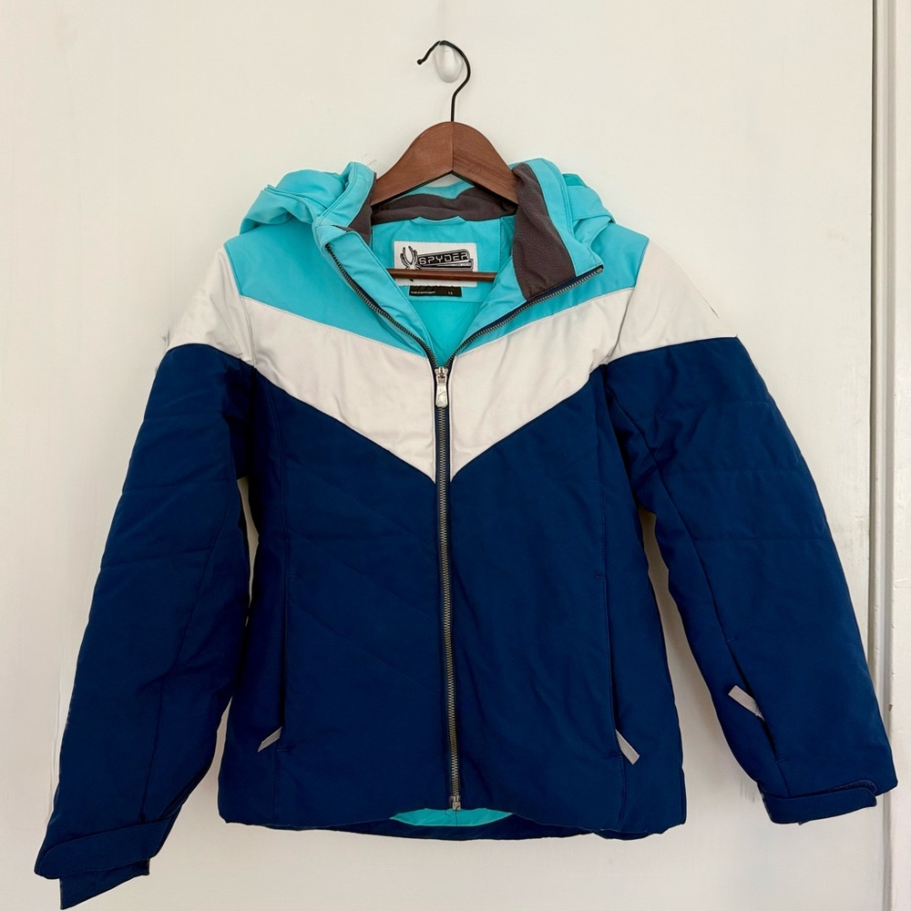 Spyder Blue and White Ski Jacket Junior Size 14